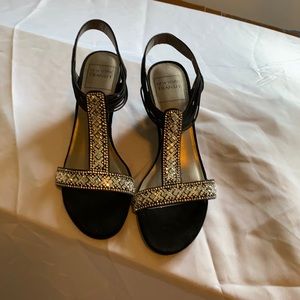 black heels silver rhinestone strap